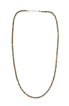 Halskette Kette aus Unakit Epidot Stein Trommelstein Anhänger Kugelkette Edelsteinkette Collier Edelstein Heilstein Halsschmuck Schmuckkette Schmuckanhänger Heilsteinkette Perlen Kugel Unakitkette Unakitschmuck Unakitstein