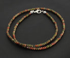 Halskette Kette aus Unakit Epidot Stein Trommelstein Anhänger Kugelkette Edelsteinkette Collier Edelstein Heilstein Halsschmuck Schmuckkette Schmuckanhänger Heilsteinkette Perlen Kugel Unakitkette Unakitschmuck Unakitstein
